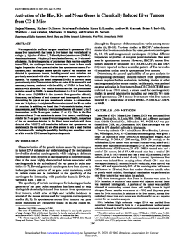 Activation of the Ha-, Ki-, and N-Ras Genes in Chemically Induced Liver Tumors from CD-I Mice Sujata Mananu' Richard D