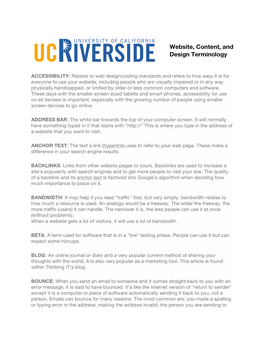 Website, Content, and Design Terminology