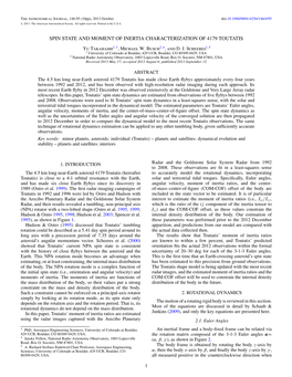 Spin State and Moment of Inertia Characterization of 4179 Toutatis