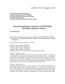 General Introduction to Inventory CEGES/SOMA Microfilm Collection