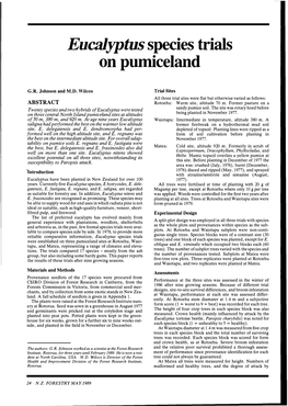 Eucalyptus Species Trials on Pumiceland