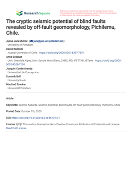 The Cryptic Seismic Potential of Blind Faults Revealed by Off-Fault Geomorphology, Pichilemu, Chile