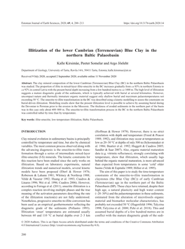 (Terreneuvian) Blue Clay in the Northern Baltic Palaeobasin