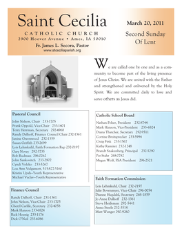 Saint Cecilia CATHOLIC CHURCH Second Sunday 2900 Hoover Avenue • Ames, IA 50010 of Lent Fr