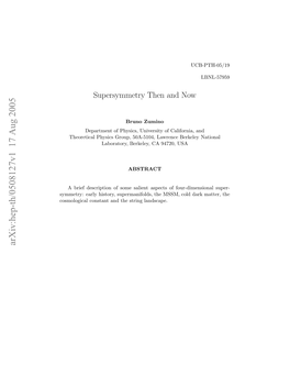 Supersymmetry Then And