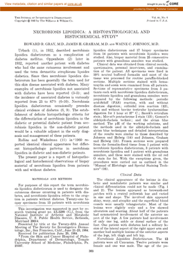 Necrobiosis Lipoidica: a Histopathological and Histochemical Study* Howard R