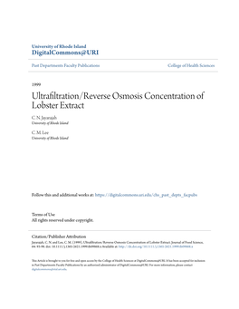 Ultrafiltration/Reverse Osmosis Concentration of Lobster Extract C