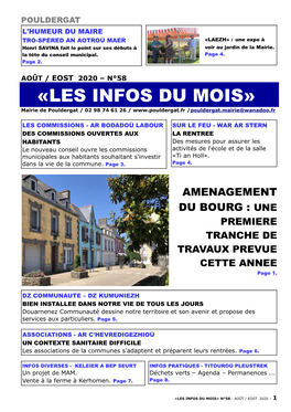 «LES INFOS DU MOIS» Mairie De Pouldergat / 02 98 74 61 26 / /Pouldergat.Mairie@Wanadoo.Fr