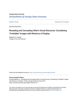 Revealing and Concealing Hitler's Visual Discourse: Considering 