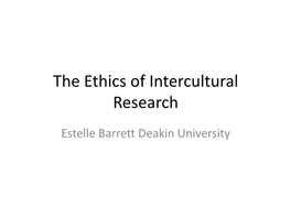 Ethics and Intercultural Reseach