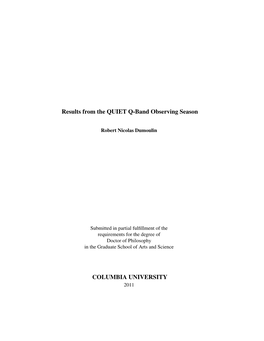 Results from the QUIET Q-Band Observing Season COLUMBIA