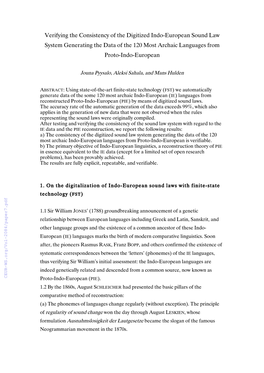 Verifying the Consistency of the Digitized Indo-European Sound Law System Generating the Data of the 120 Most Archaic Languages from Proto-Indo-European