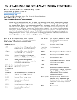 An Update on Large Scale Wave Energy Conversion