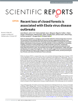 Deforestation in Time and Space, with EVD Outbreaks in Central and West Africa