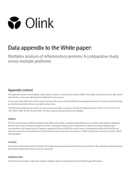 Data Appendix to the White Paper: Multiplex Analysis of Inflammatory Proteins: a Comparative Study Across Multiple Platforms