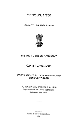 District Census Handbook, Chittorgarh, Rajasthan and Ajmer