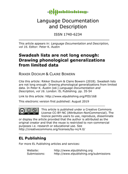 Swadesh Lists Are Not Long Enough: Drawing Phonological Generalizations from Limited Data