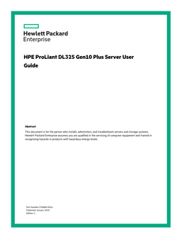 HPE Proliant DL325 Gen10 Plus Server User Guide