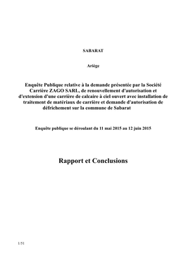 Rapport Et Conclusions