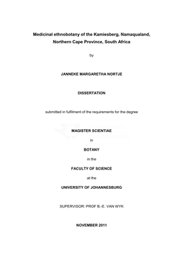 Medicinal Ethnobotany of the Kamiesberg, Namaqualand, Northern Cape Province, South Africa