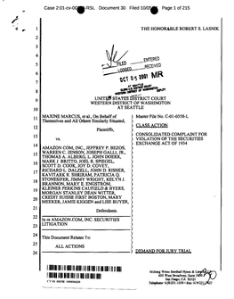 Amazon.Com, Inc. Securities Litigation 01-CV-00358-Consolidated