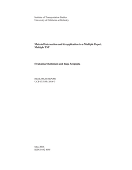 Matroid Intersection and Its Application to a Multiple Depot, Multiple TSP