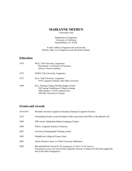 MARIANNE MITHUN Curriculum Vitae