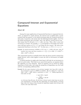 Compound Interest and Exponential Equations