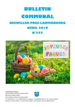 Bulletin Communal Neewiller-Pres-Lauterbourg Avril 2019 N°255