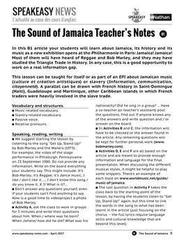 The Sound of Jamaica Teacher's Notes B1