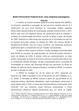 Rede Ferroviária Federal S/A: Uma Empresa Passageira