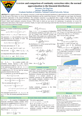 A Review and Comparison of Continuity Correction Rules; the Normal