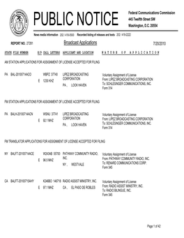 Broadcast Applications 7/20/2010