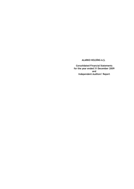 ALARKO HOLDİNG A.Ş. Consolidated Financial Statements for the Year Ended 31 December 2009 and Independent Auditors' Report