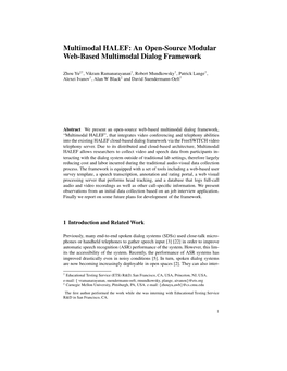 Multimodal HALEF: an Open-Source Modular Web-Based Multimodal Dialog Framework