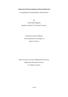 Investigating the Thermal Biology of Round Gobies by Justin Mark