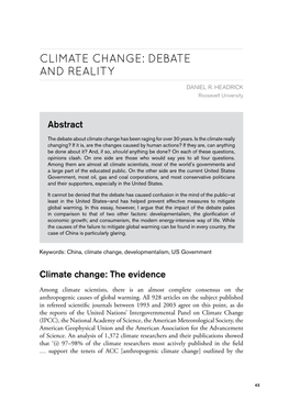 Climate Change: Debate and Reality