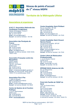 Réseau De Points D'accueil De 1 Niveau MDPH Territoire De La