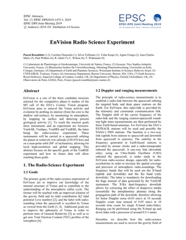 Envision Radio Science Experiment