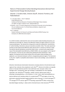 Nature of Noncovalent Carbon-Bonding Interactions Derived from Experimental Charge-Density Analysis