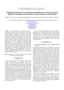 Thermal Diffusivity of Uranium Dioxide Fuel Pellets with Addition of Beryllium Oxide by the Laser Flash Method