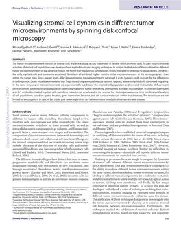 Visualizing Stromal Cell Dynamics in Different Tumor Microenvironments by Spinning Disk Confocal Microscopy