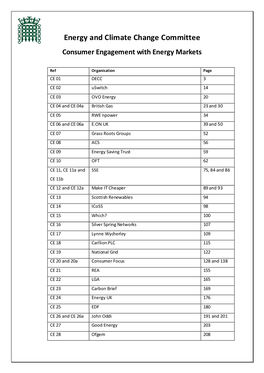 Energy and Climate Change Committee Consumer Engagement with Energy Markets