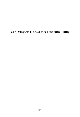 Zen Master Hae–Am's Dharma Talks