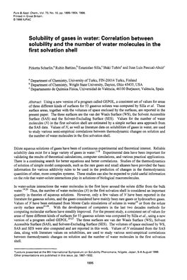 Correlation Between Solubility and the Number of Water Molecules in the First Solvation Shell