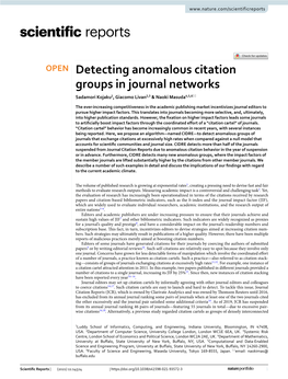Detecting Anomalous Citation Groups in Journal Networks Sadamori Kojaku1, Giacomo Livan2,3 & Naoki Masuda4,5,6*