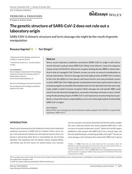 The Genetic Structure of SARS‐