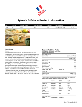 Spinach & Feta — Product Information