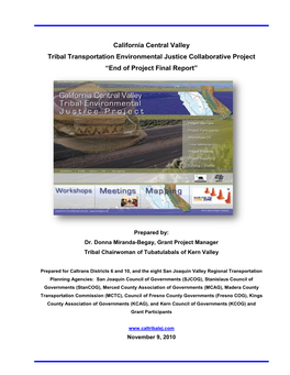 Tribal Transportation Environmental Justice Collaborative Project “End of Project Final Report”