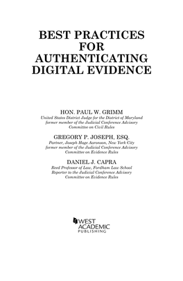 Manual on Best Practices for Authenticating Digital Evidence